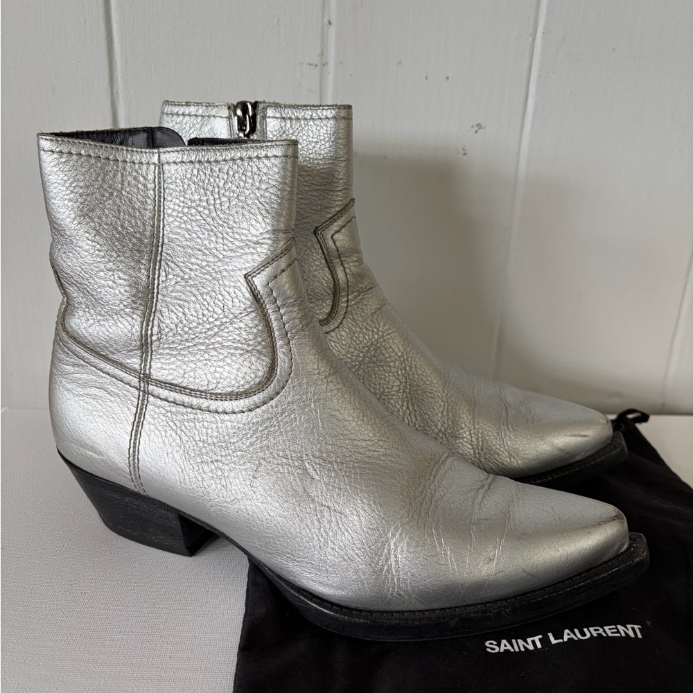 Saint Laurent Silver Lukas Boots sz:39